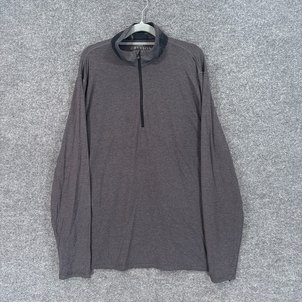 Greyson Shirt Mens XXL Gray Camo Collar 1/4 Zip Brr Performance Top Active